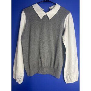 Calvin Klein Women’s M Layered Sweater-Vest Blouse Academia Preppy Old Money